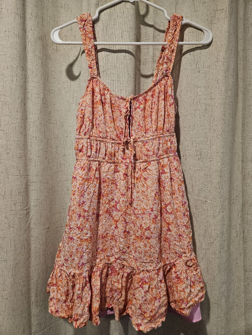 American Eagle Floral Tie-Front Sundress in Peach-Pink